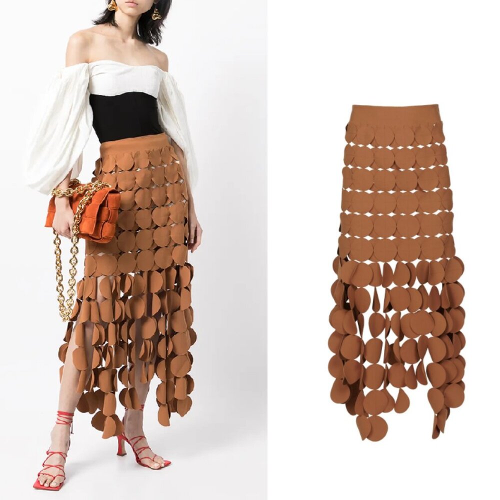 A.W.A.K.E Mode Multi Circle Layered Disc Maxi Skirt 36 4